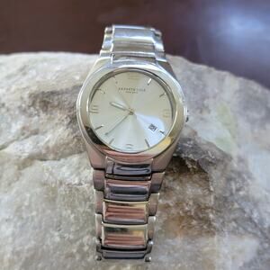 Kenneth Cole New York Women's Silver Vintage Watch with Pink Dial Date Display